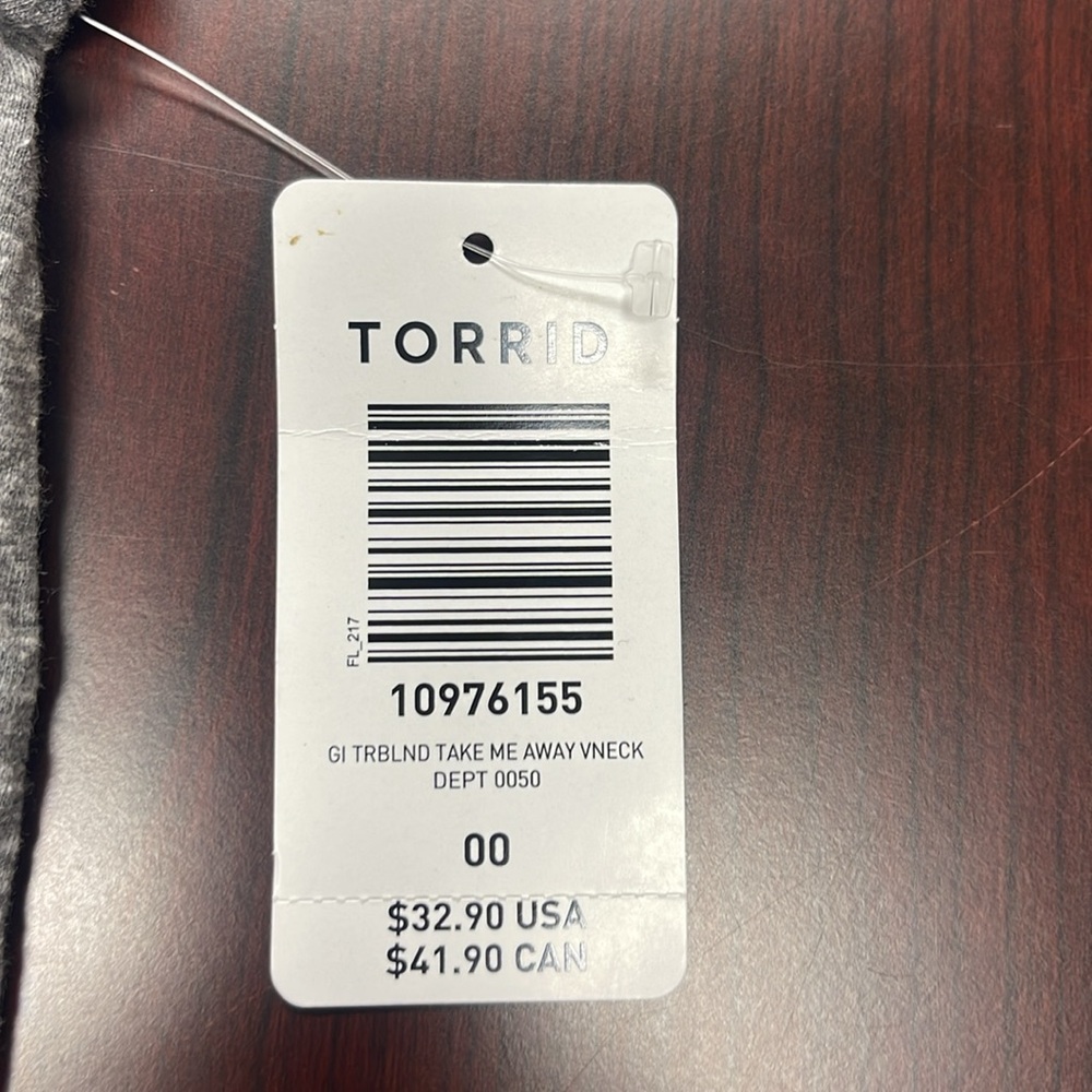 NWT Torrid Grey V-neck, Armpit 2 armpit 27", Length 33" - Picture 7 of 9